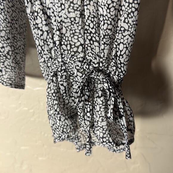 Anine Bing Abigail Printed Silk long sleeve split neck semi sheer abstract top - Picture 3 of 9